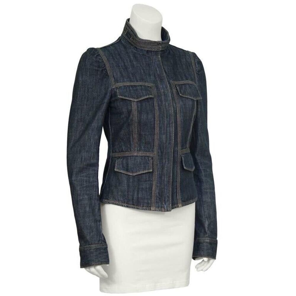 VTG Gucci 2002 Tom Ford Era Military Fitted Jean Jacket XS